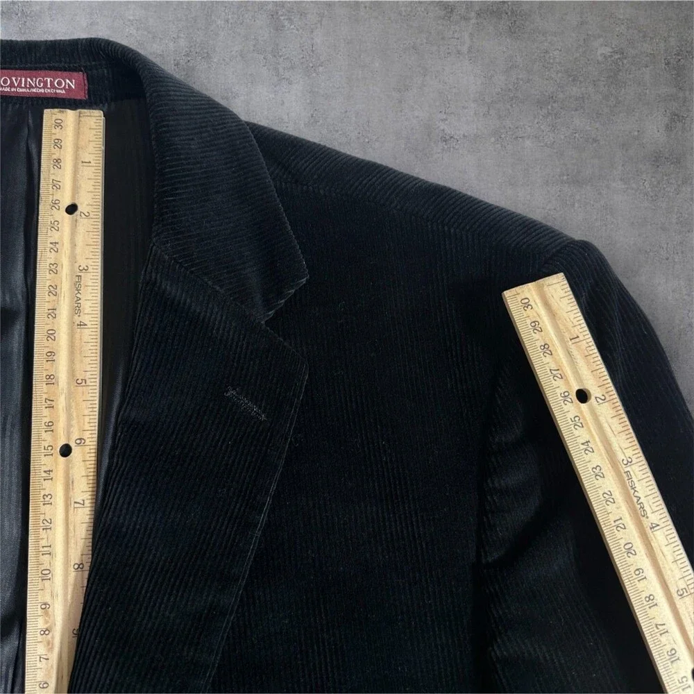 COVINGTON Men's Blazer 42R Sport Coat Two Button Jacket Black Corduroy 1-Vent